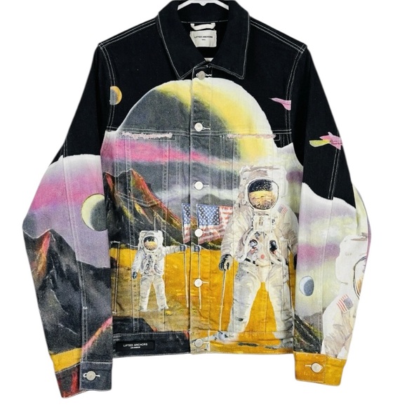 Lifted Anchors Other - Lifted Anchors Astronaut Graphic Button Front Denim Jacket Size XL NWT